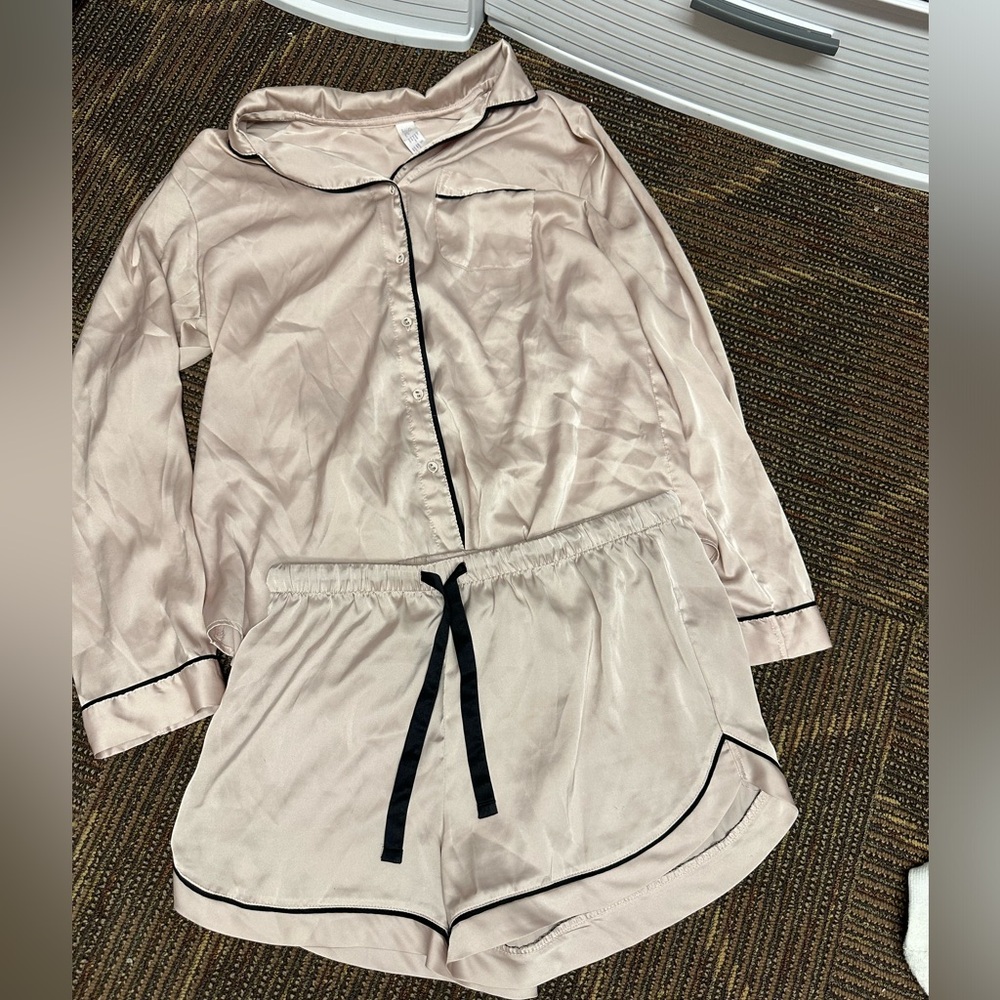 Stars Above Light Pink Silk Pajama Set